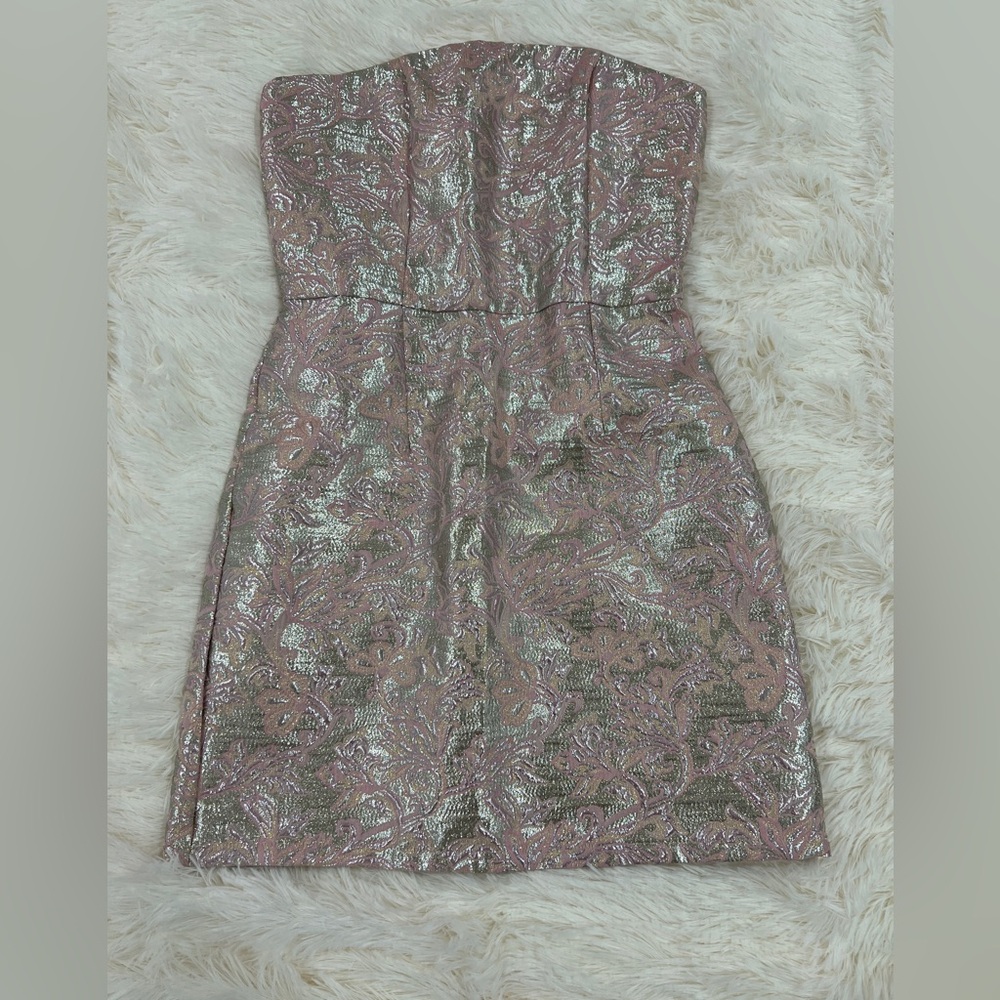 Forever 21 Metallic Pink and Silver Strapless Mini Dress